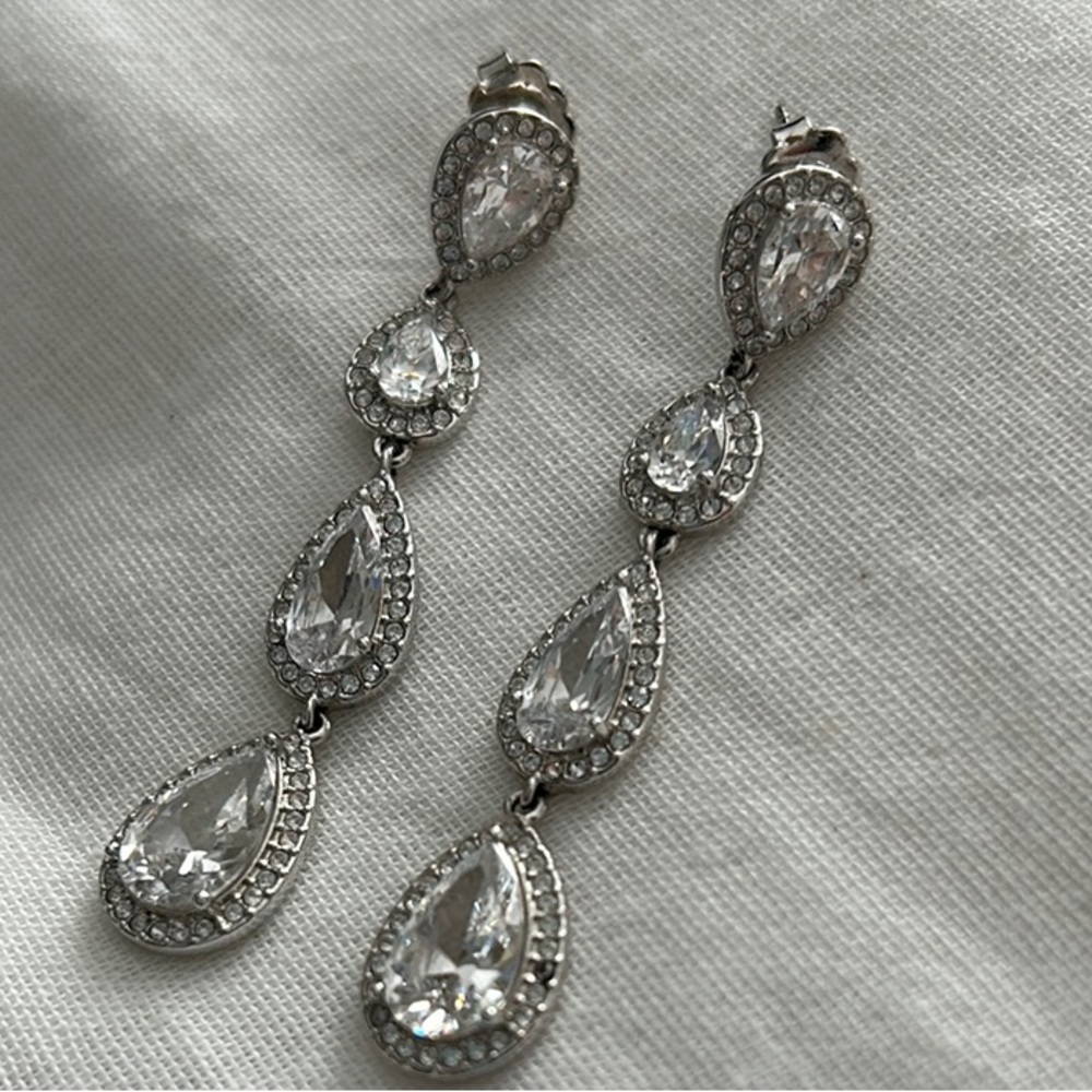Elegant Nadri Silver Teardrop Earrings